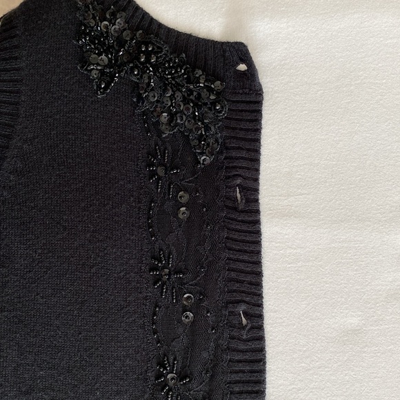 Loy and Ford Cashmere Silk button front sleeveless sweater vest beaded sequin 10 - Picture 10 of 12